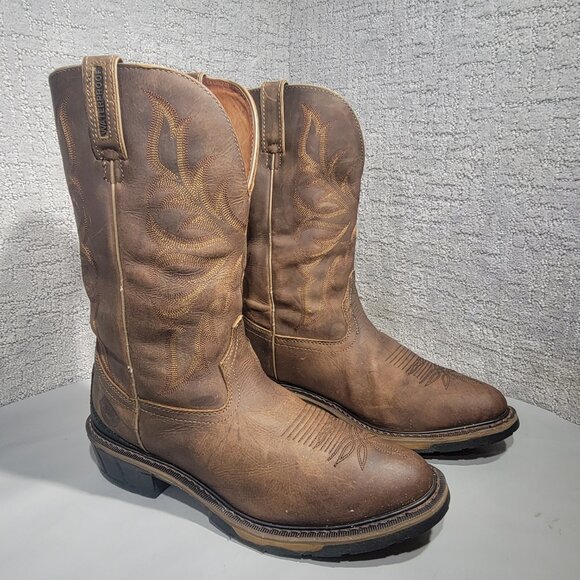 Justin Boots Other - Justin Workboots Men's Size 11 EE US Brown Leather Pull on Western Boots WK4936
